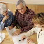 Senior couple meeting with agent